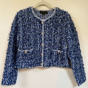 Zara Blue Textured Knit Women's Jacket/Cardigan